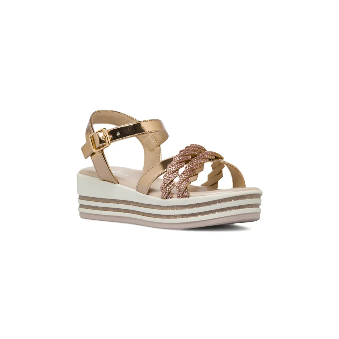 Sandali Oro Rosa da Bambina con con strass e platform Dieci Baci