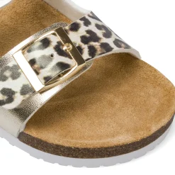 Sandali platino da Ragazza con dettaglio animalier e fibbie Dieci Baci