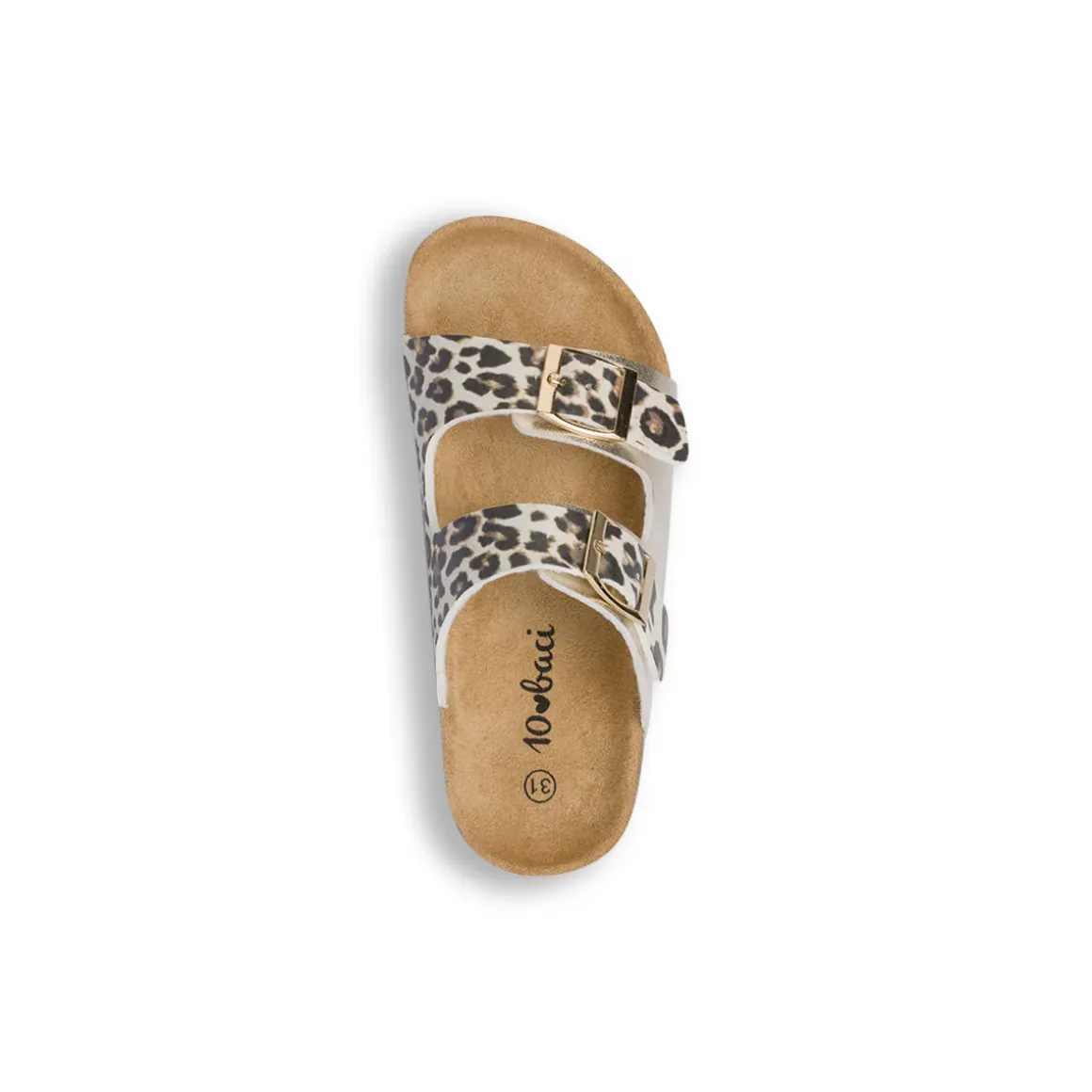 Sandali platino da Ragazza con dettaglio animalier e fibbie Dieci Baci