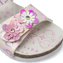 Sandali primi passi Bambina rosa con cuori e fiori glitter Settenote
