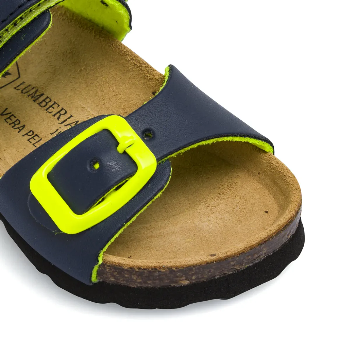 Sandali primi passi Bambino blu e lime con soletta in pelle Lumberjack