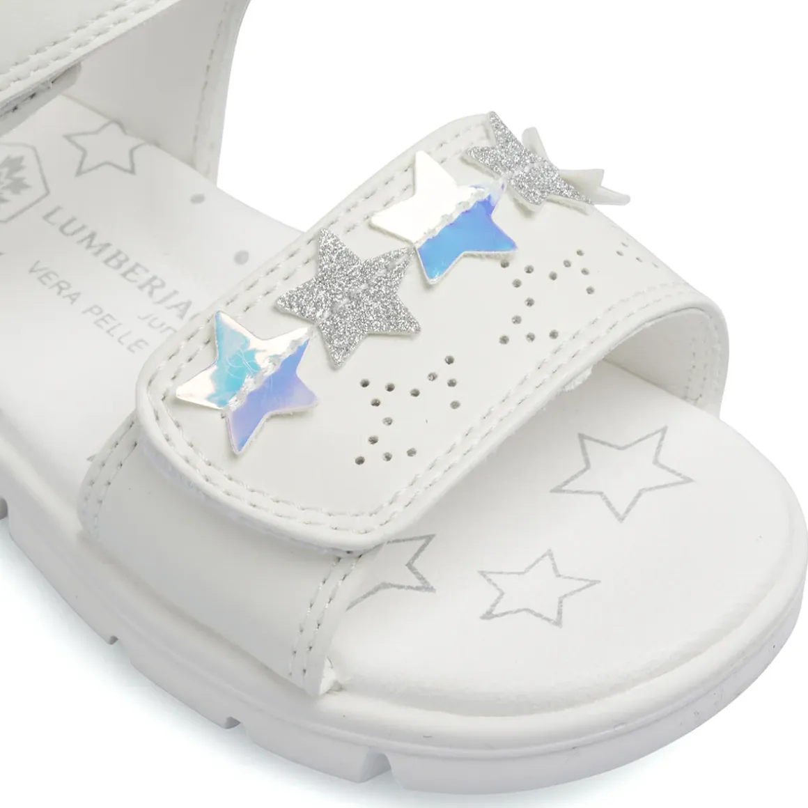 Sandali primi passi bianchi da Bambina con stelle glitter Lumberjack