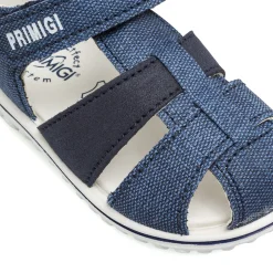 Sandali primi passi blu da Bambino effetto denim con strappo Primigi