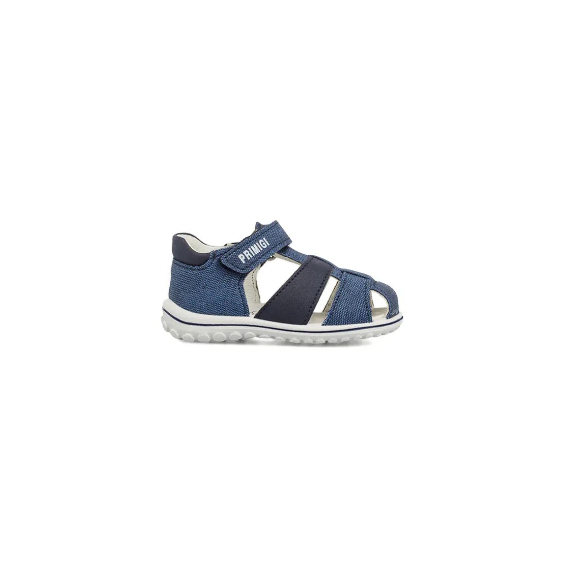 Sandali primi passi blu da Bambino effetto denim con strappo Primigi