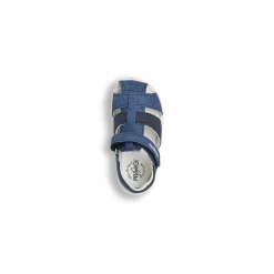 Sandali primi passi blu da Bambino effetto denim con strappo Primigi