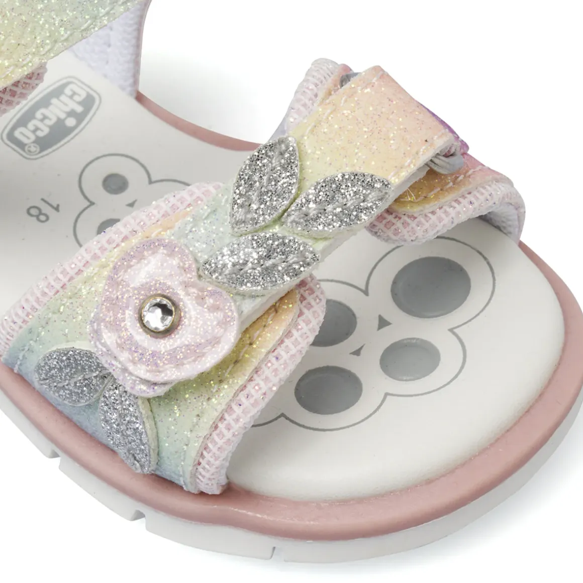 Sandali Primi passi da Bambina multicolore glitterati con fiori Chicco