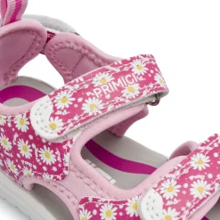 Sandali Primi passi da Bambina fucsia con fiori e strappo Primigi
