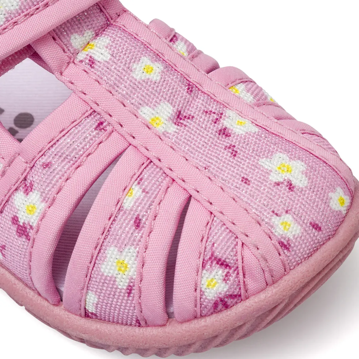 Sandali Primi passi da bambina rosa con fantasia floreale Chicco