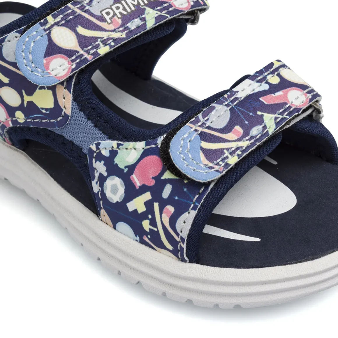 Sandali primi passi da Bambino blu con stampe e strappo Primigi