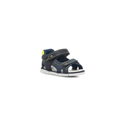 Sandali primi passi da Bambino blu effetto denim con strappo Chicco