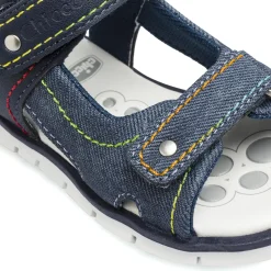 Sandali primi passi da Bambino blu effetto denim con strappo Chicco