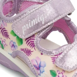Sandali Primi Passi Lilla e Beige da Bambina con stampa floreale Primigi