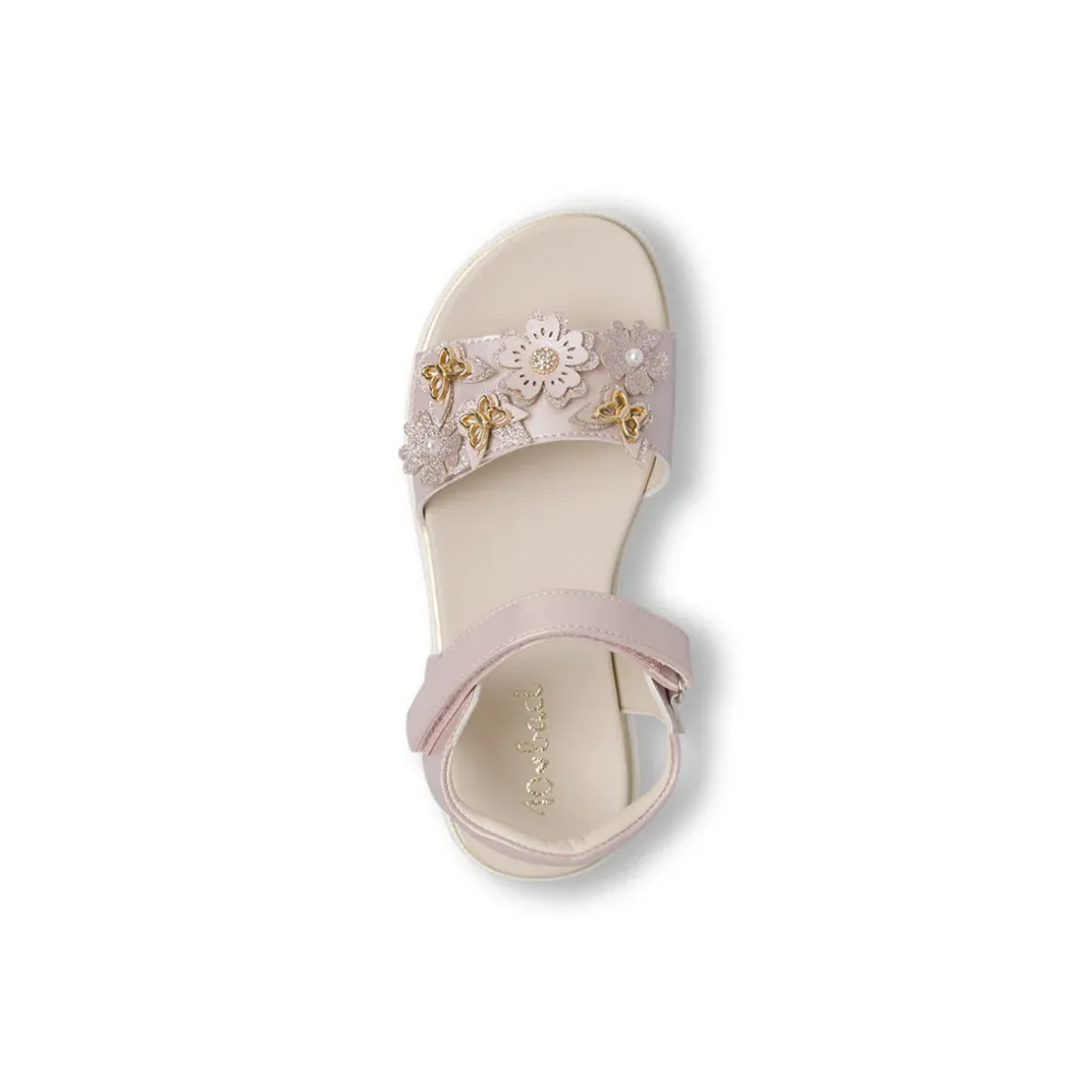 Sandali Rosa Bambina con applicazioni di fiori e farfalle Dieci Baci