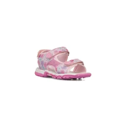 Sandali rosa con fiori in contrasto da Bambina Le scarpe di Alice