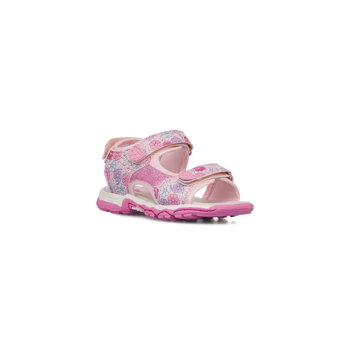 Sandali rosa con fiori in contrasto da Bambina Le scarpe di Alice