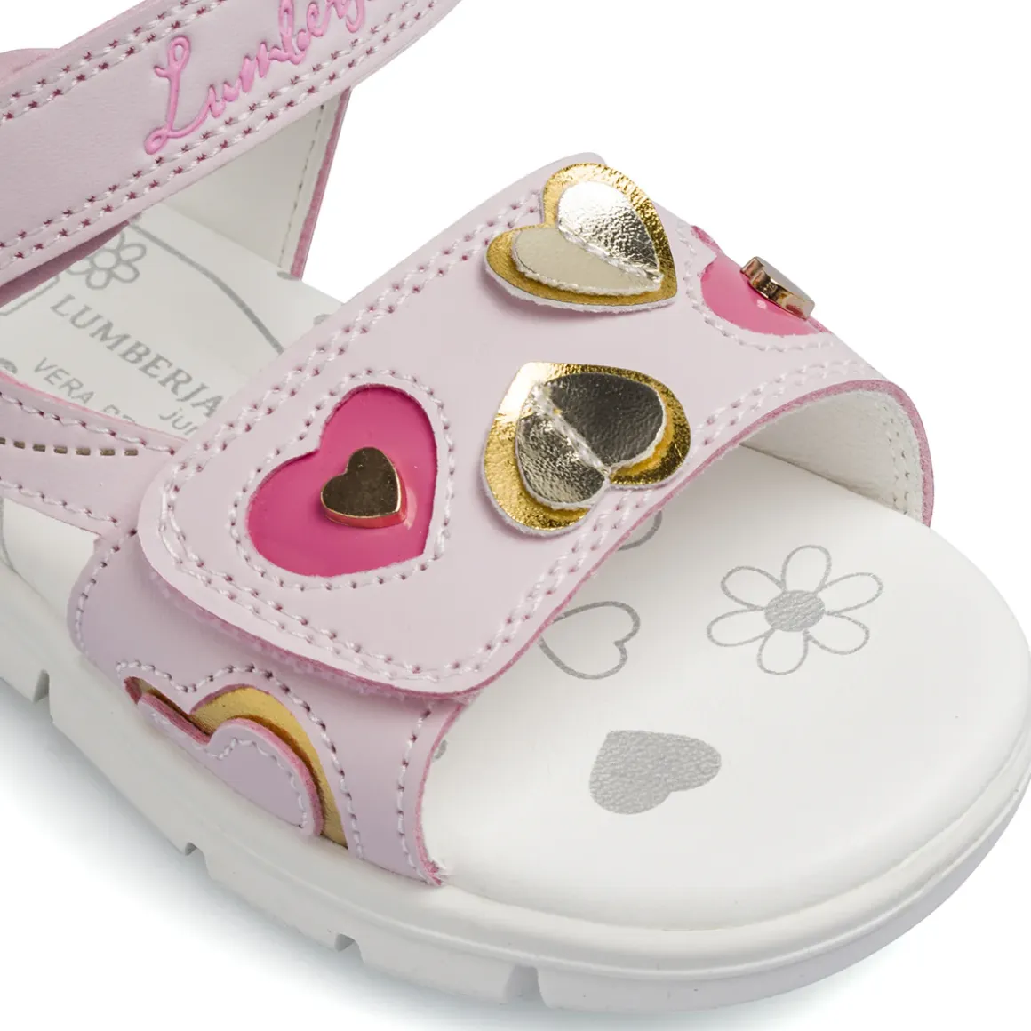 Sandali rosa da Bambina con cuori e cinturino a strappo Lumberjack