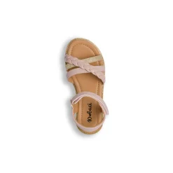 Sandali Rosa da bambina con dettagli glitter oro e dettagli intrecciato Dieci Baci