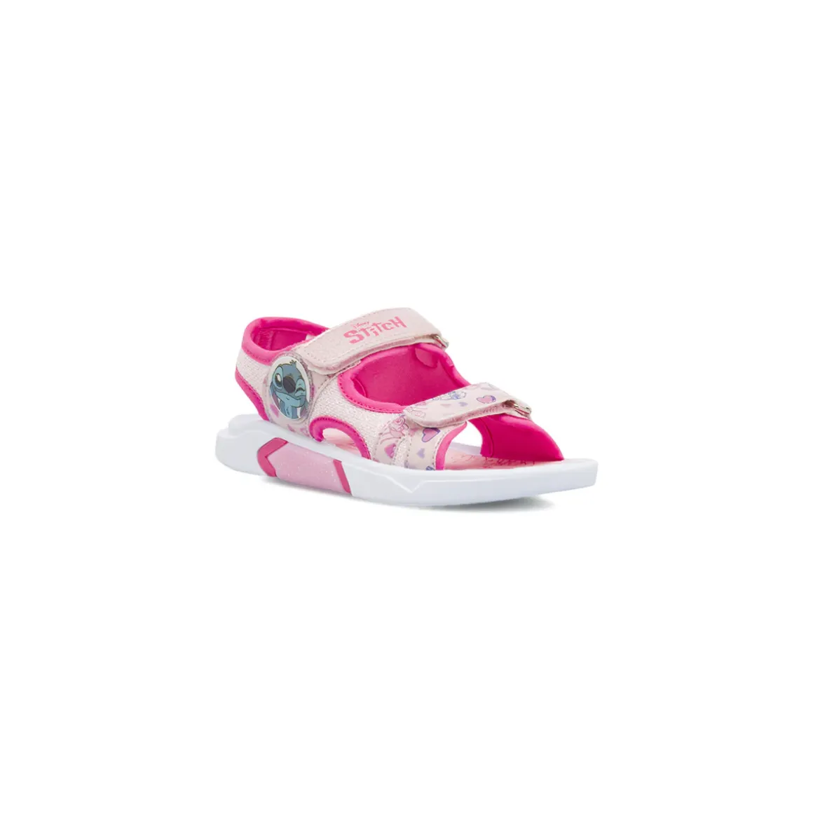 Sandali Rosa da Bambina con doppia chiusura a strappo Lilo & Stitch