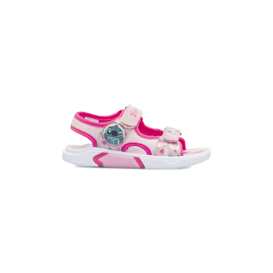 Sandali Rosa da Bambina con doppia chiusura a strappo Lilo & Stitch