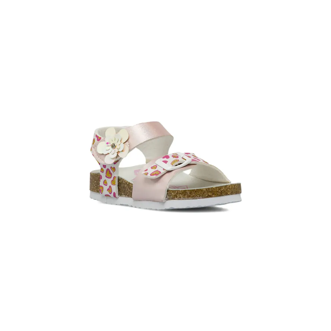 Sandali rosa da Bambina con fantasia a cuori glitter e fiore Settenote