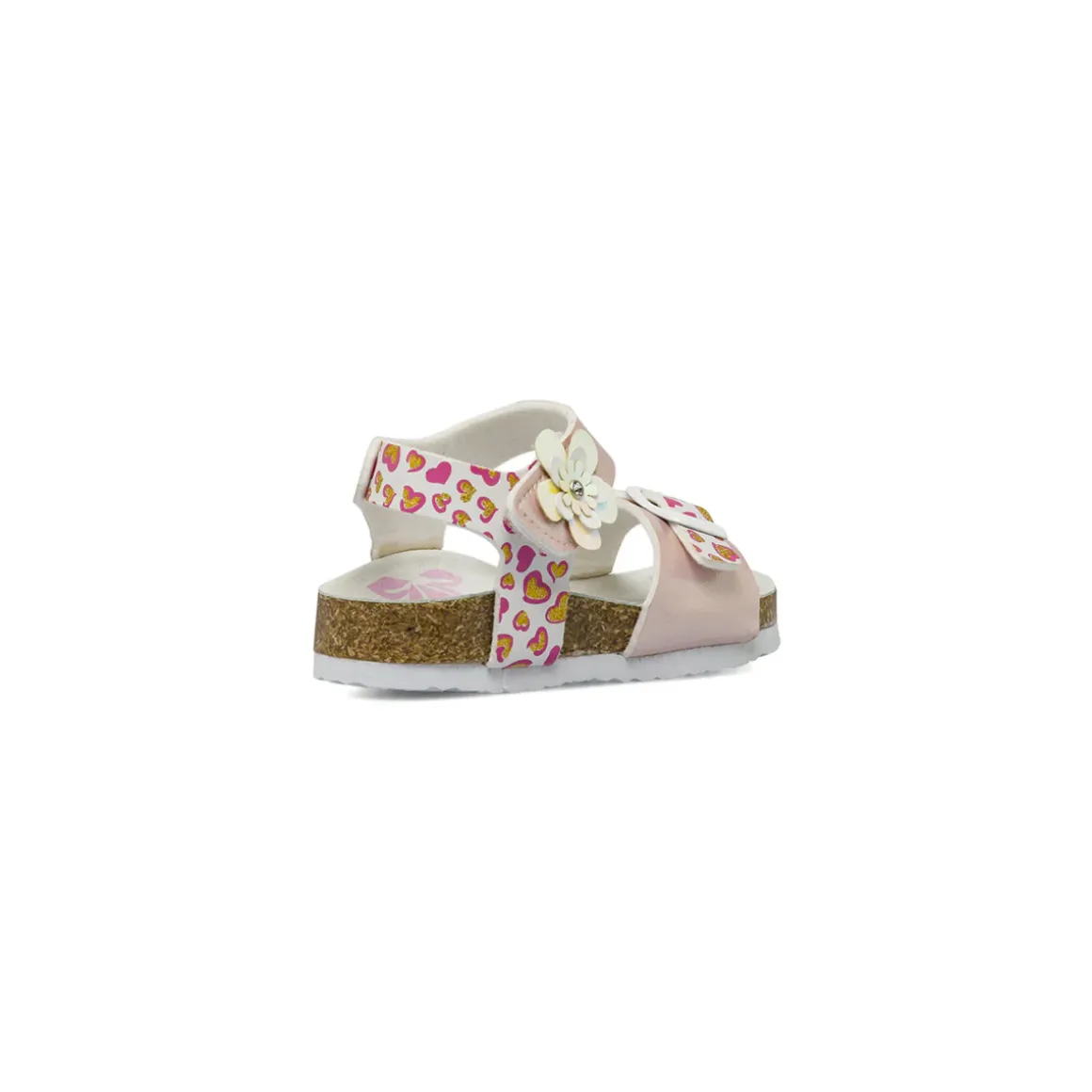Sandali rosa da Bambina con fantasia a cuori glitter e fiore Settenote