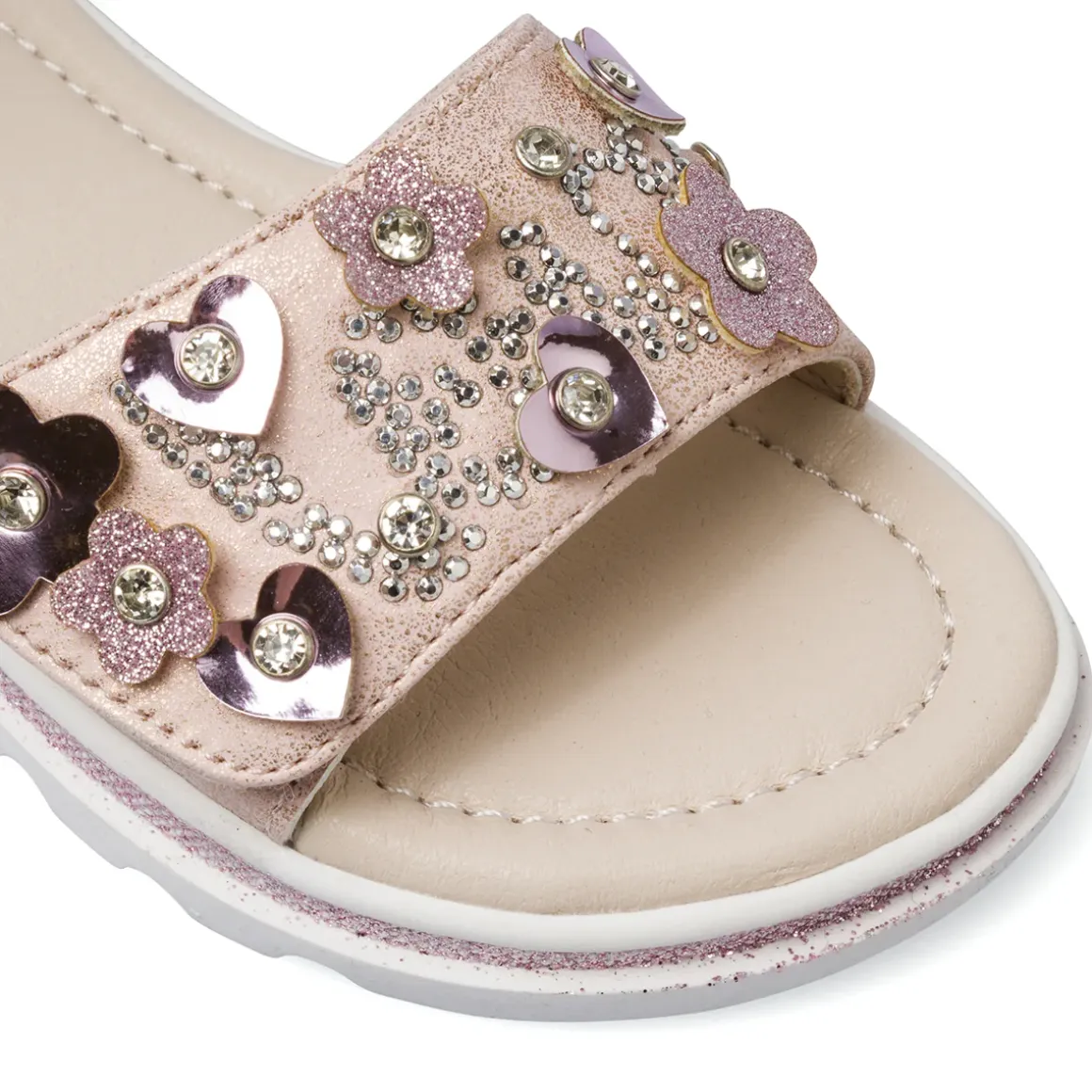 Sandali rosa da Bambina con fiori strass e glitter Le scarpe di Alice