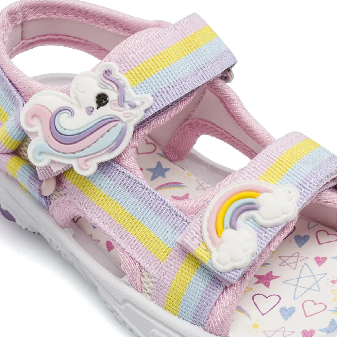 Sandali rosa da Bambina con patch unicorno e arcobaleno Unicorno