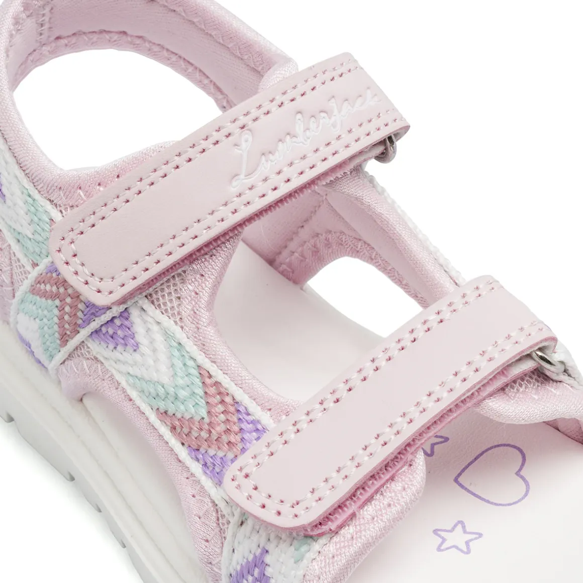 Sandali rosa da Bambina con ricami multicolor e strappo Lumberjack