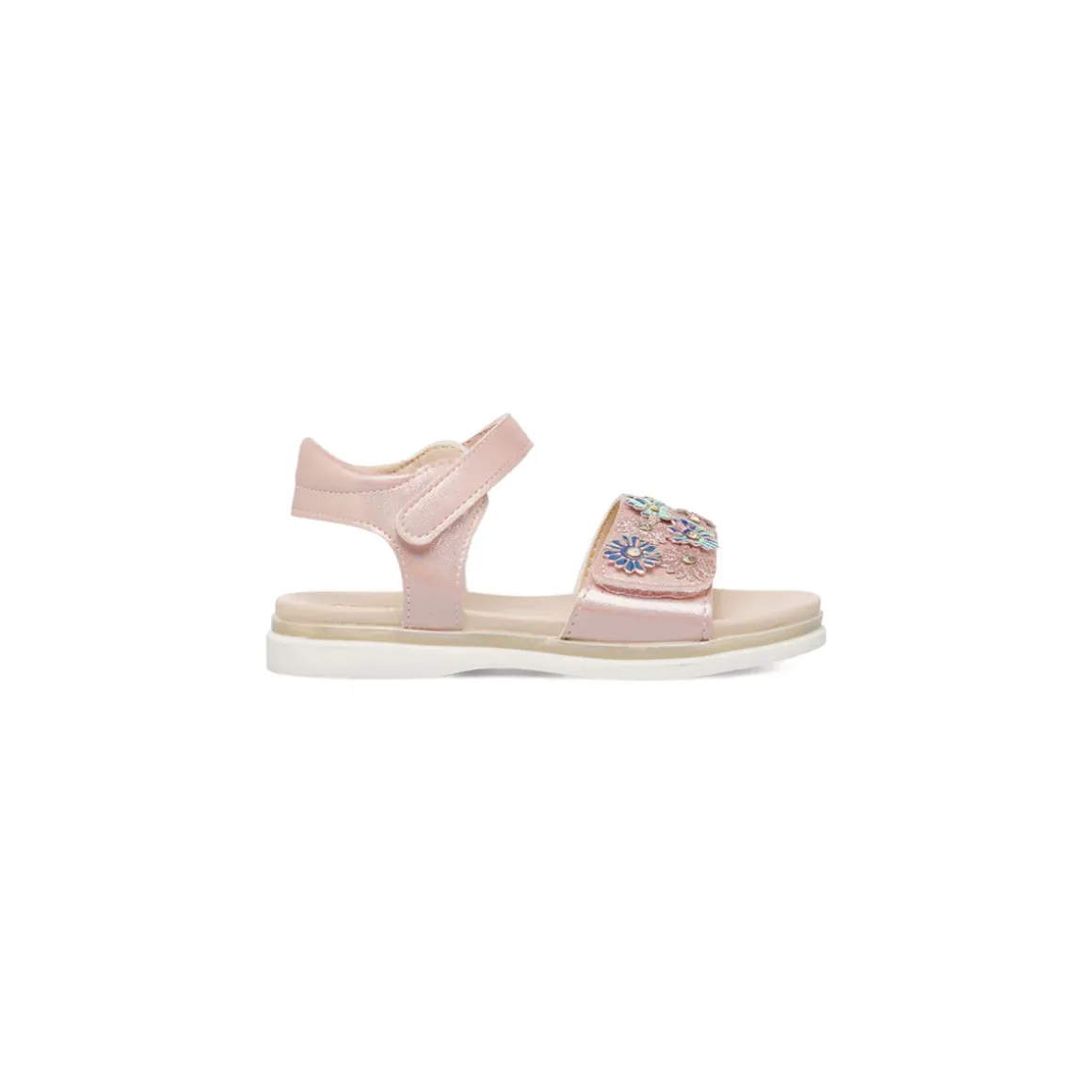 Sandali Rosa da Bambina effetto iridescente con fiori e dettagli glitter Dieci Baci