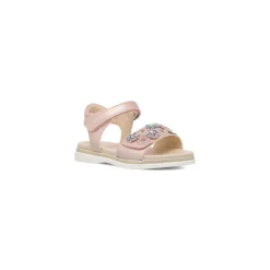 Sandali Rosa da Bambina effetto iridescente con fiori e dettagli glitter Dieci Baci