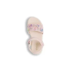 Sandali Rosa da Bambina effetto iridescente con fiori e dettagli glitter Dieci Baci