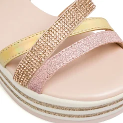 Sandali Rosa da Bambina e Ragazza con Strass e suola Platform Dieci Baci