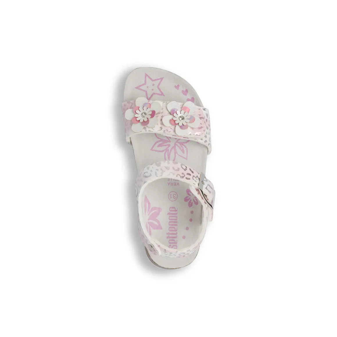 Sandali rosa e bianchi da Ragazza con stampa iridescente Settenote