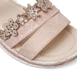Sandali rosa glitter da Bambina con fiori e strass Le scarpe di Alice