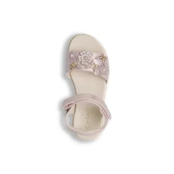 Sandali rosa iridescente da Bambina con fiori e farfalle Dieci Baci