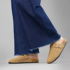 Sandali sabot beige da Donna con fibbia dorata Lora Ferres