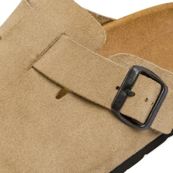 Sandali sabot da uomo beige effetto scamosciato con fibbia Riflessi Urbani