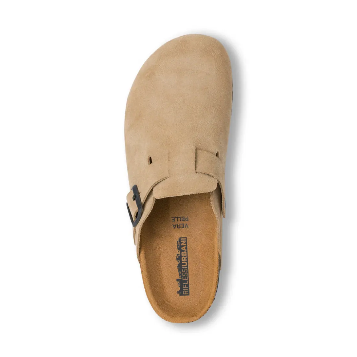 Sandali sabot da uomo beige effetto scamosciato con fibbia Riflessi Urbani