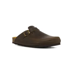 Sandali sabot marroni da Uomo con fibbia e soletta in pelle Lumberjack