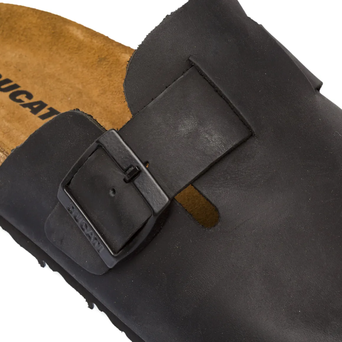 Sandali Sabot Neri Ducati da Uomo con Soletta in pelle e Fibbia