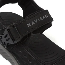 Sandali sportivi neri Uomo con cinturini a strappo e fibbia Navigare
