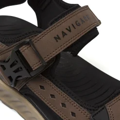 Sandali sportivi Uomo marroni con chiusura a strappo e fibbia Navigare
