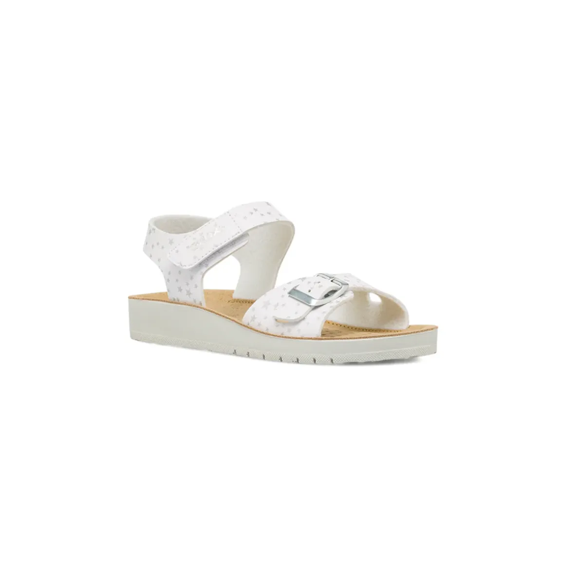 Sandali traspiranti bianchi da Bambina con stelle glitterate Geox