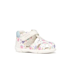 Sandali traspiranti primi passi da Bambina bianchi con stampe Geox