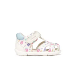 Sandali traspiranti primi passi da Bambina bianchi con stampe Geox