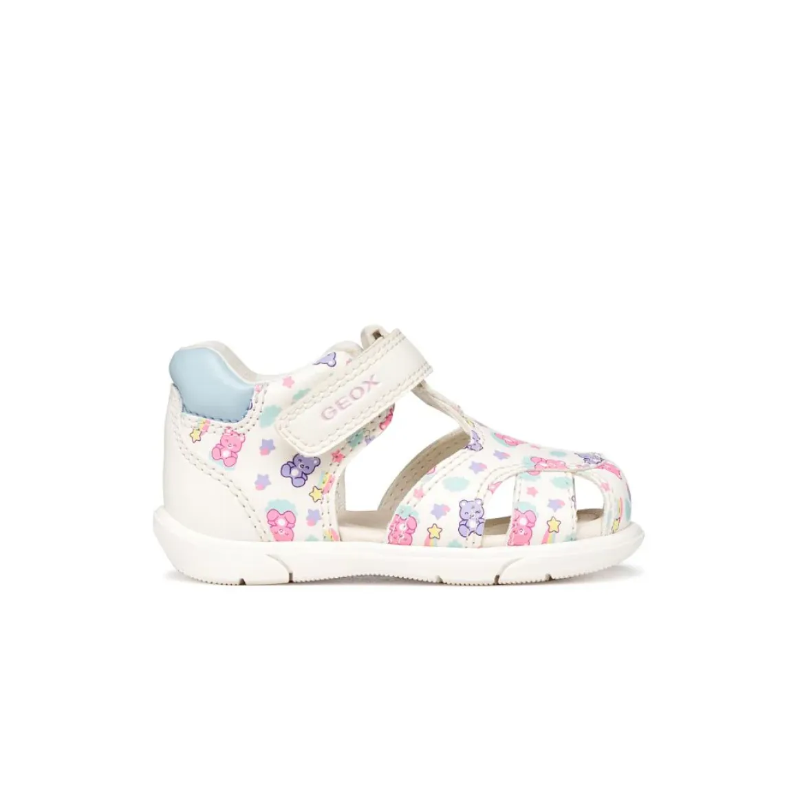 Sandali traspiranti primi passi da Bambina bianchi con stampe Geox