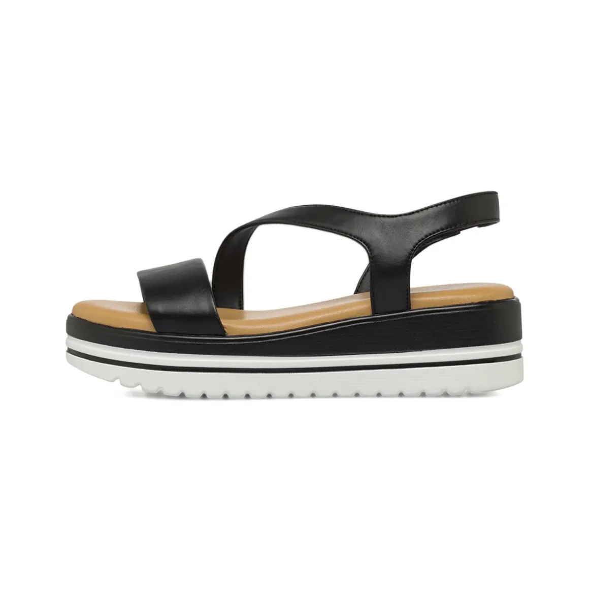 Sandali Zeppa Comfort da Donna neri con fondo carrarmato 4,5 cm P Soft