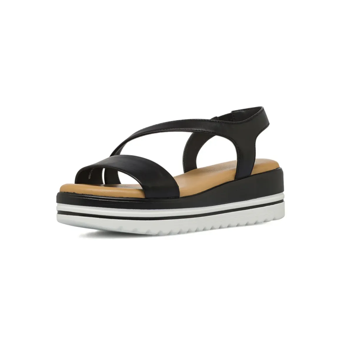 Sandali Zeppa Comfort da Donna neri con fondo carrarmato 4,5 cm P Soft