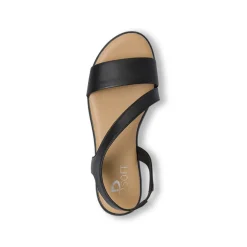 Sandali Zeppa Comfort da Donna neri con fondo carrarmato 4,5 cm P Soft