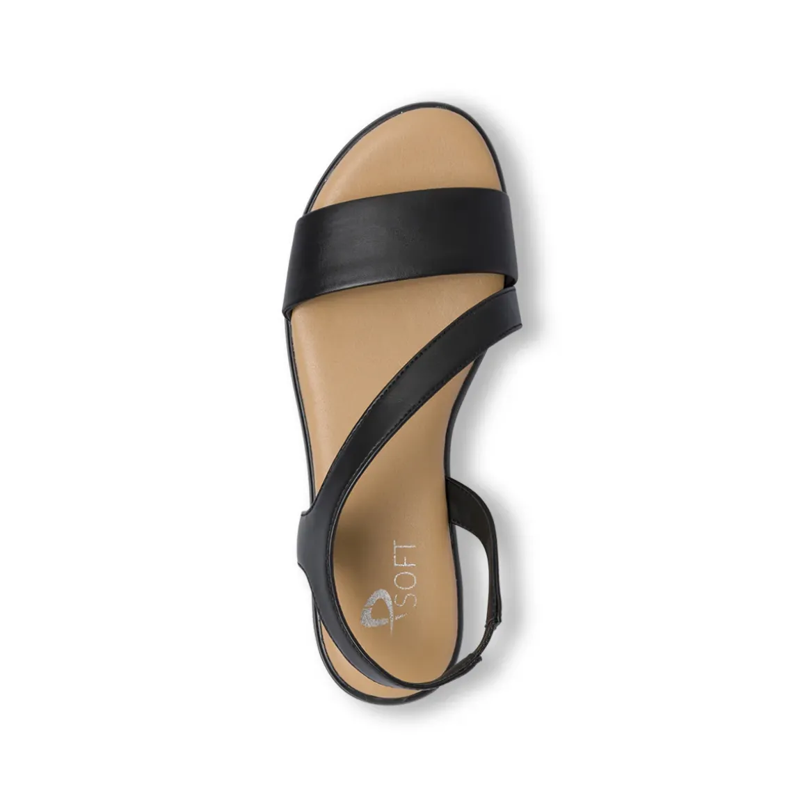 Sandali Zeppa Comfort da Donna neri con fondo carrarmato 4,5 cm P Soft